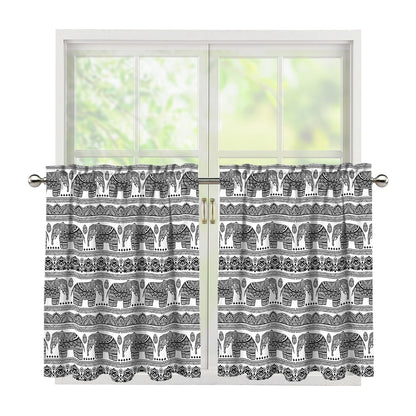 Indian Bohemian Elephant Pattern Print Tier Curtains