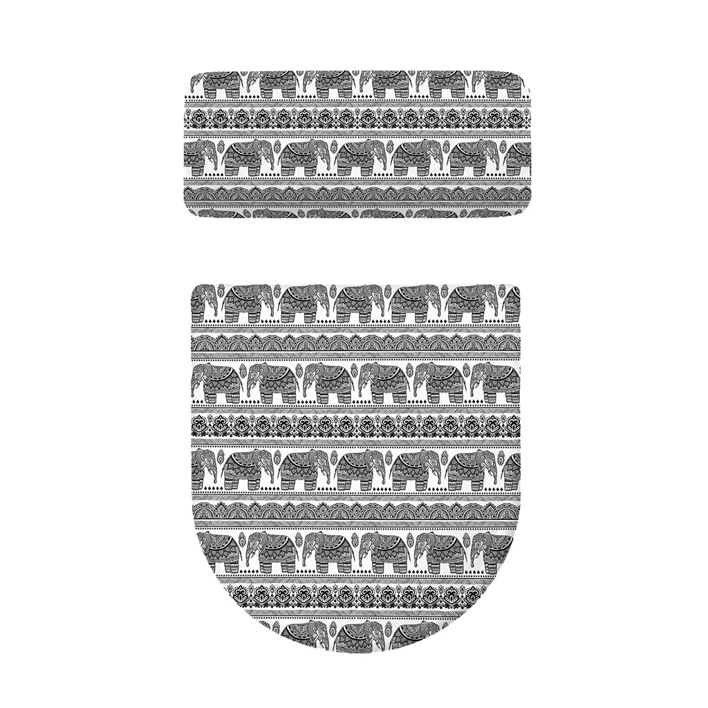 Indian Bohemian Elephant Pattern Print Toilet Lid And Tank Cover Set