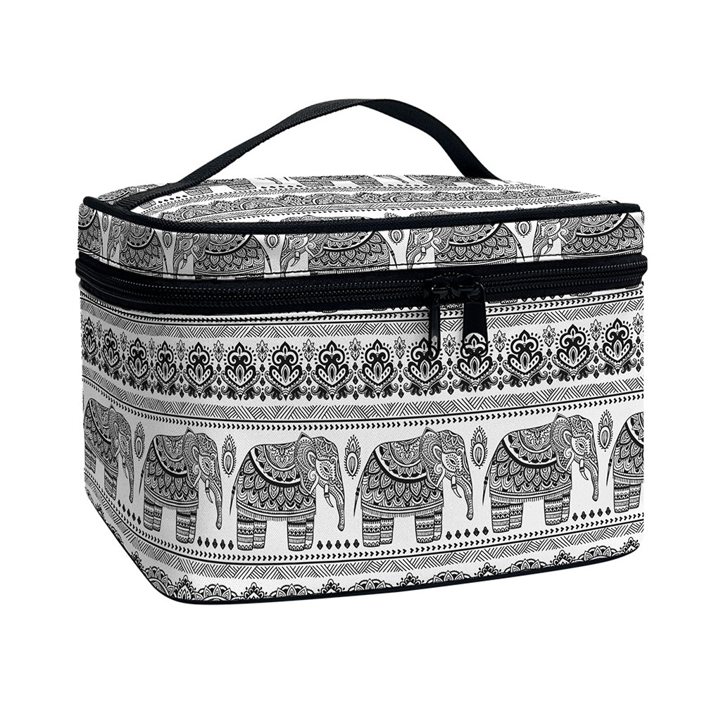 Indian Bohemian Elephant Pattern Print Travel Makeup Bag