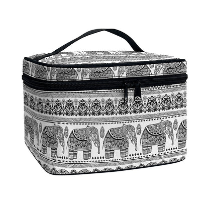 Indian Bohemian Elephant Pattern Print Travel Makeup Bag