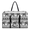 Indian Bohemian Elephant Pattern Print Utility Tote Bag