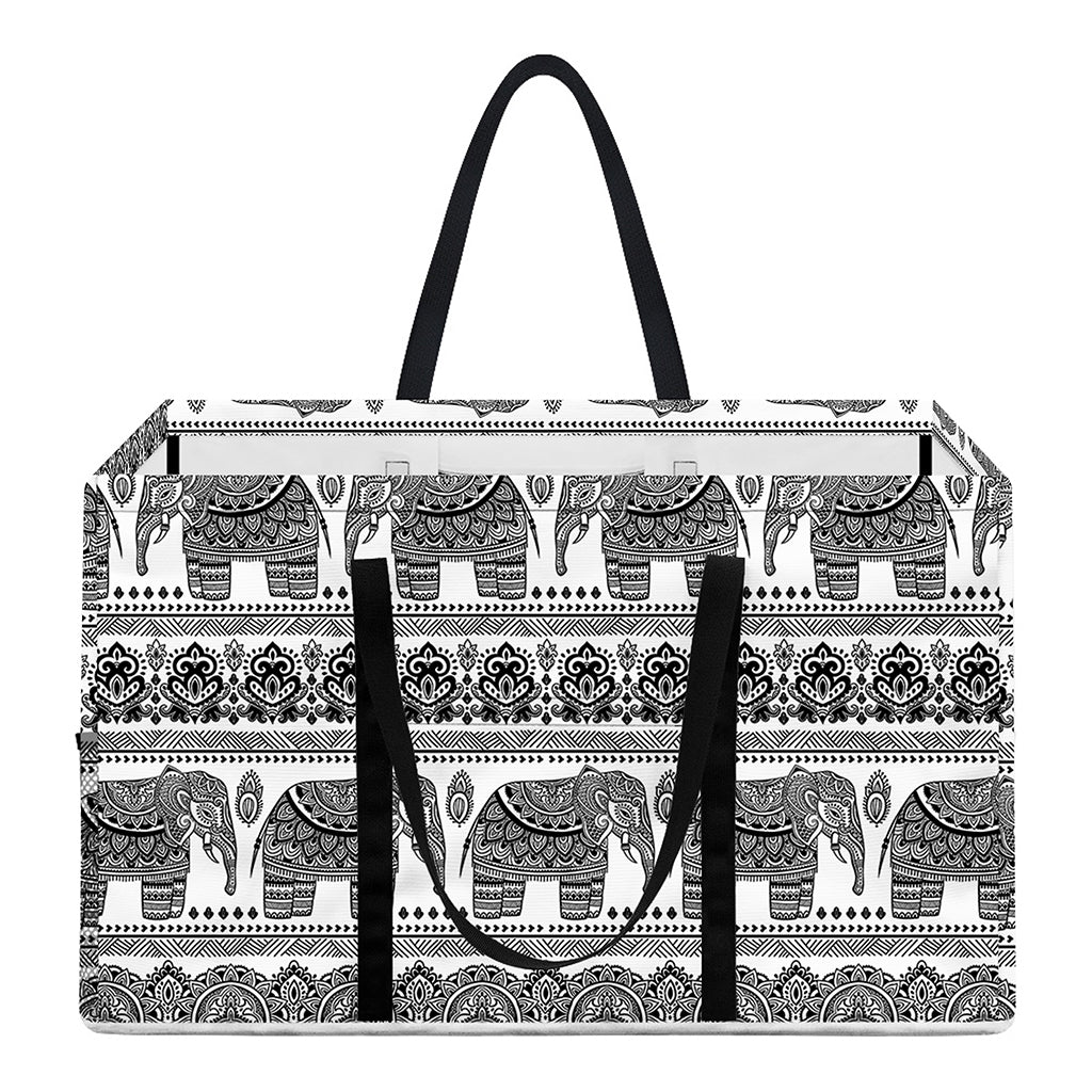 Indian Bohemian Elephant Pattern Print Utility Tote Bag