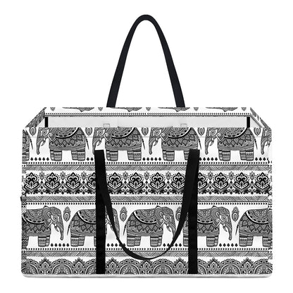 Indian Bohemian Elephant Pattern Print Utility Tote Bag