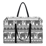 Indian Bohemian Elephant Pattern Print Utility Tote Bag
