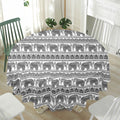 Indian Bohemian Elephant Pattern Print Waterproof Round Tablecloth