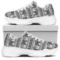 Indian Bohemian Elephant Pattern Print White Chunky Shoes