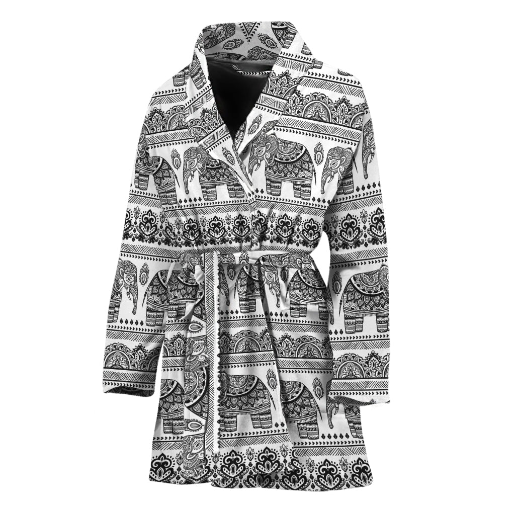 Indian Bohemian Elephant Pattern Print Women's Bathrobe