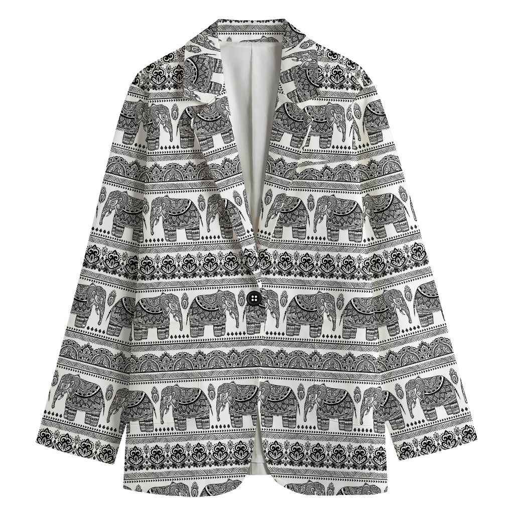 Indian Bohemian Elephant Pattern Print Women's Blazer
