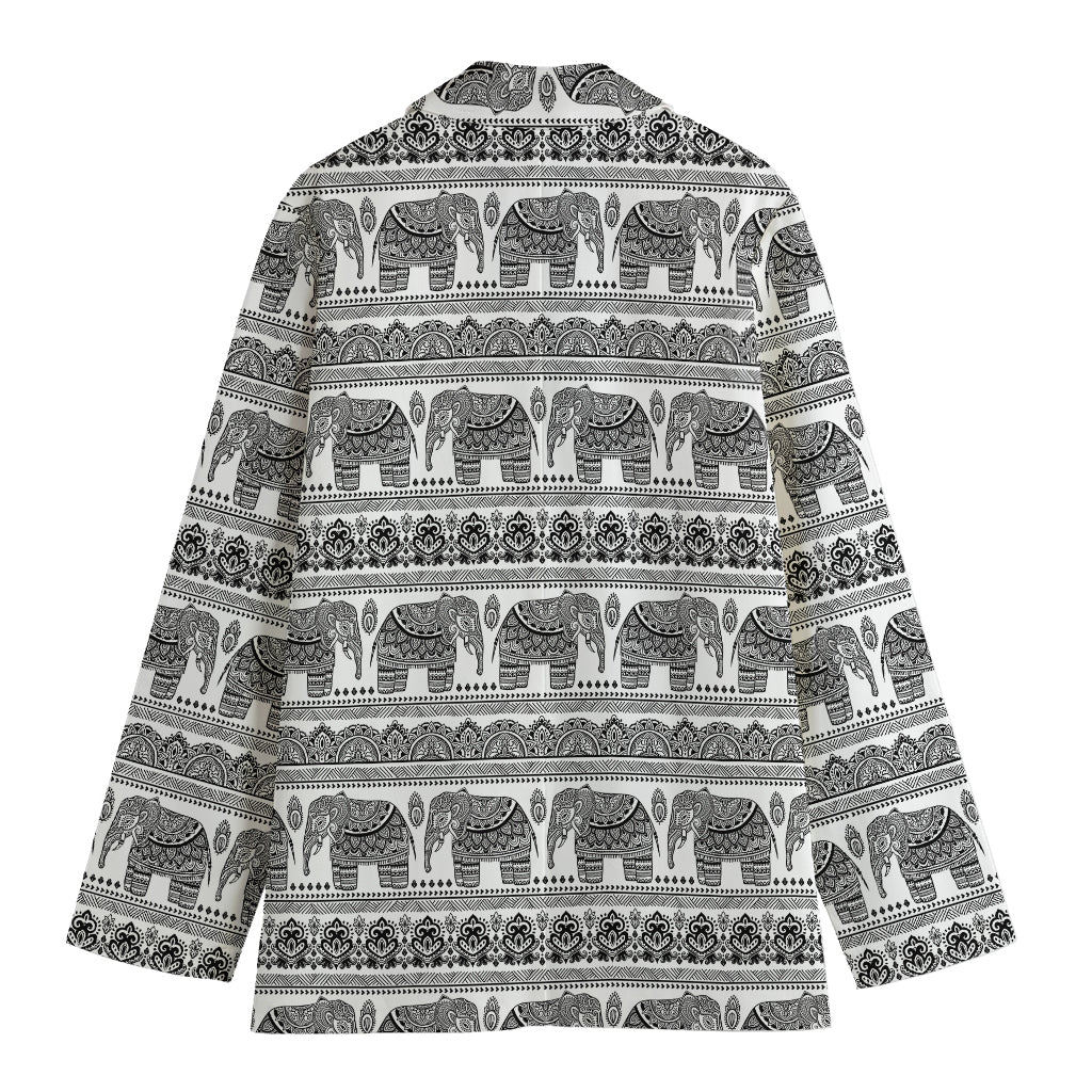 Indian Bohemian Elephant Pattern Print Women's Blazer