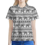 Indian Bohemian Elephant Pattern Print Women's Polo Shirt