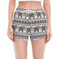 Indian Bohemian Elephant Pattern Print Women's Split Running Shorts