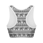 Indian Bohemian Elephant Pattern Print Women's Sports Bra