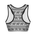Indian Bohemian Elephant Pattern Print Women's Sports Bra