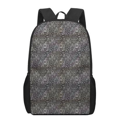 Indian Boho Elephant Pattern Print 17 Inch Backpack