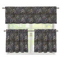 Indian Boho Elephant Pattern Print 3 Piece Kitchen Curtains