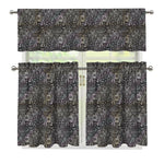 Indian Boho Elephant Pattern Print 3 Piece Kitchen Curtains