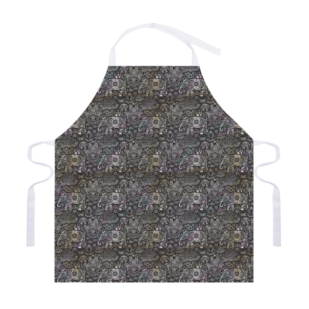 Indian Boho Elephant Pattern Print Adjustable Apron