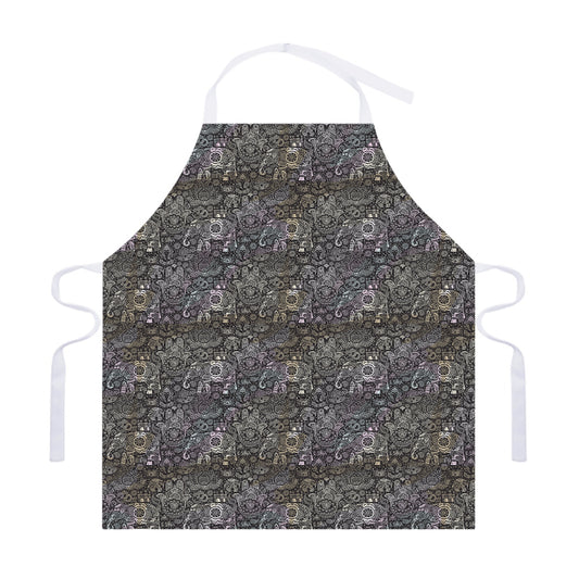 Indian Boho Elephant Pattern Print Adjustable Apron