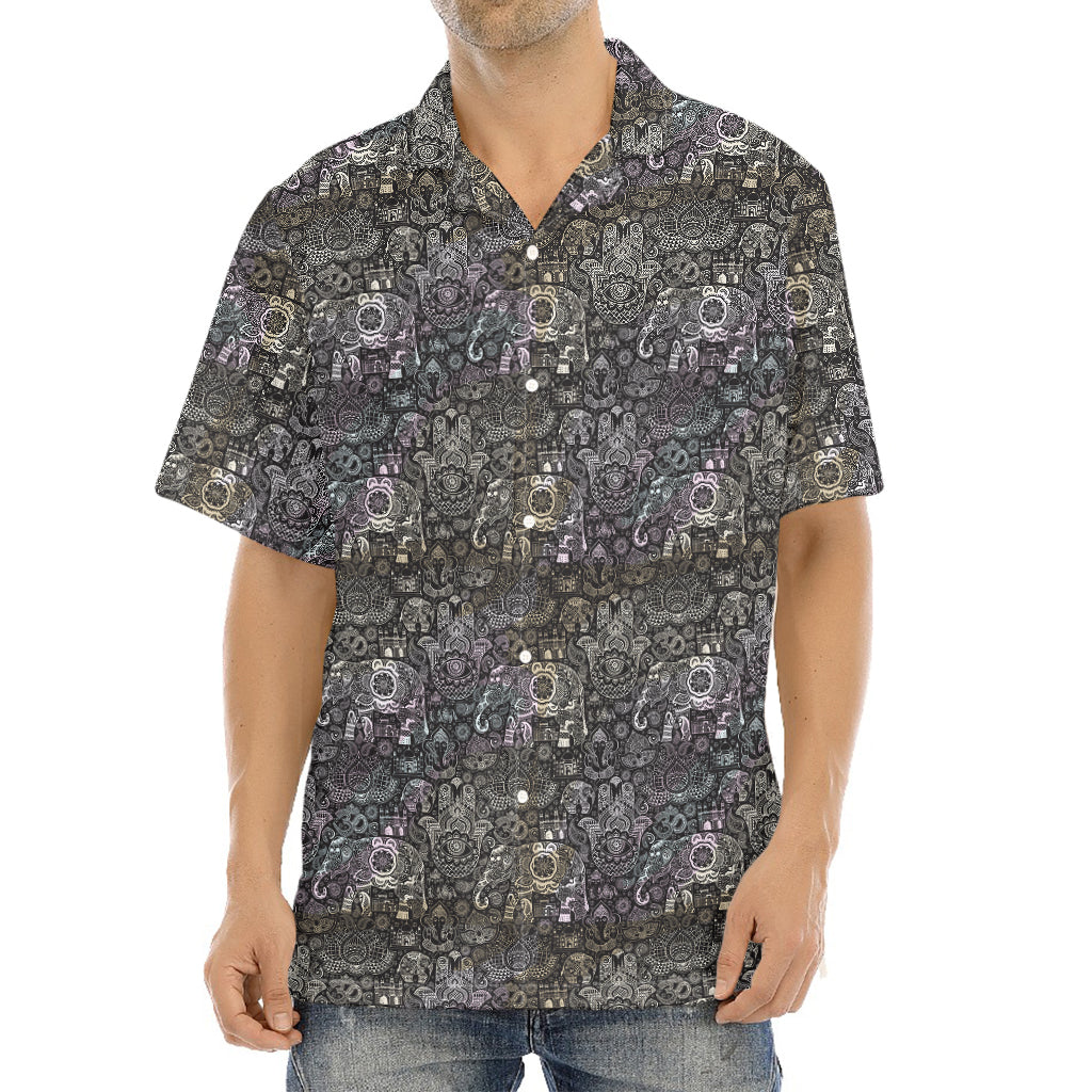 Indian Boho Elephant Pattern Print Aloha Shirt