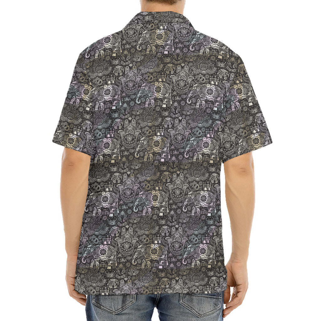 Indian Boho Elephant Pattern Print Aloha Shirt