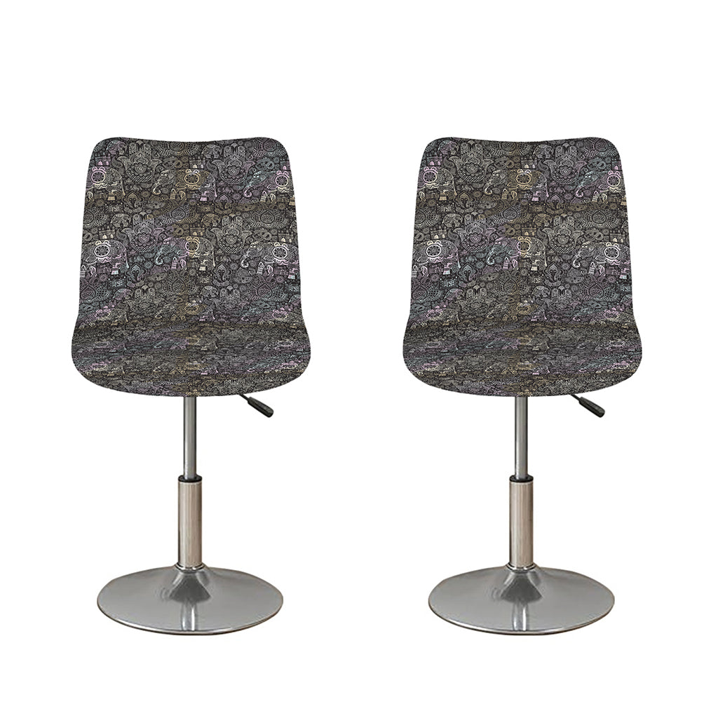 Indian Boho Elephant Pattern Print Bar Stool Covers