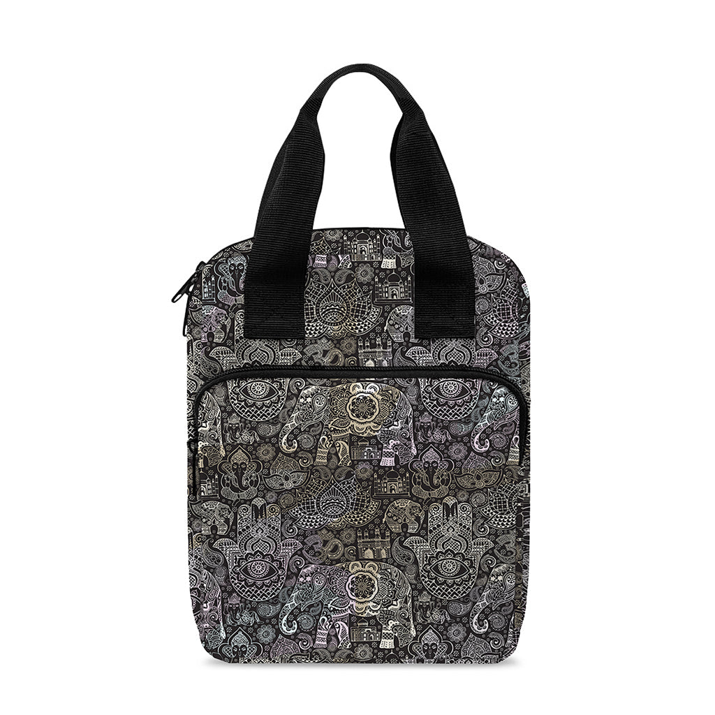 Indian Boho Elephant Pattern Print Bible Tote Bag