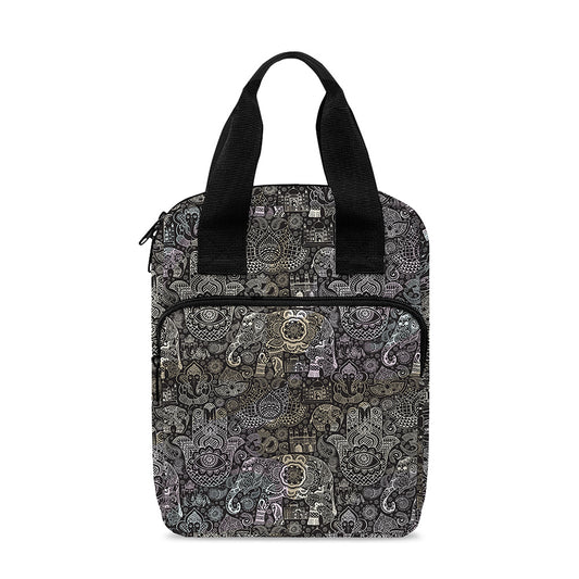 Indian Boho Elephant Pattern Print Bible Tote Bag