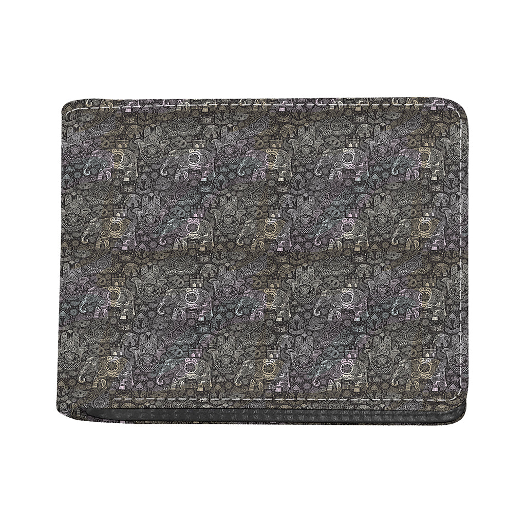 Indian Boho Elephant Pattern Print Bifold Wallet