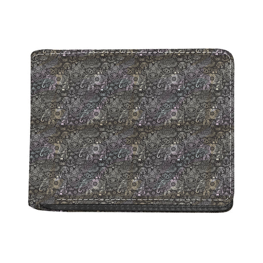 Indian Boho Elephant Pattern Print Bifold Wallet