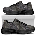 Indian Boho Elephant Pattern Print Black Chunky Shoes