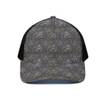 Indian Boho Elephant Pattern Print Black Mesh Trucker Cap