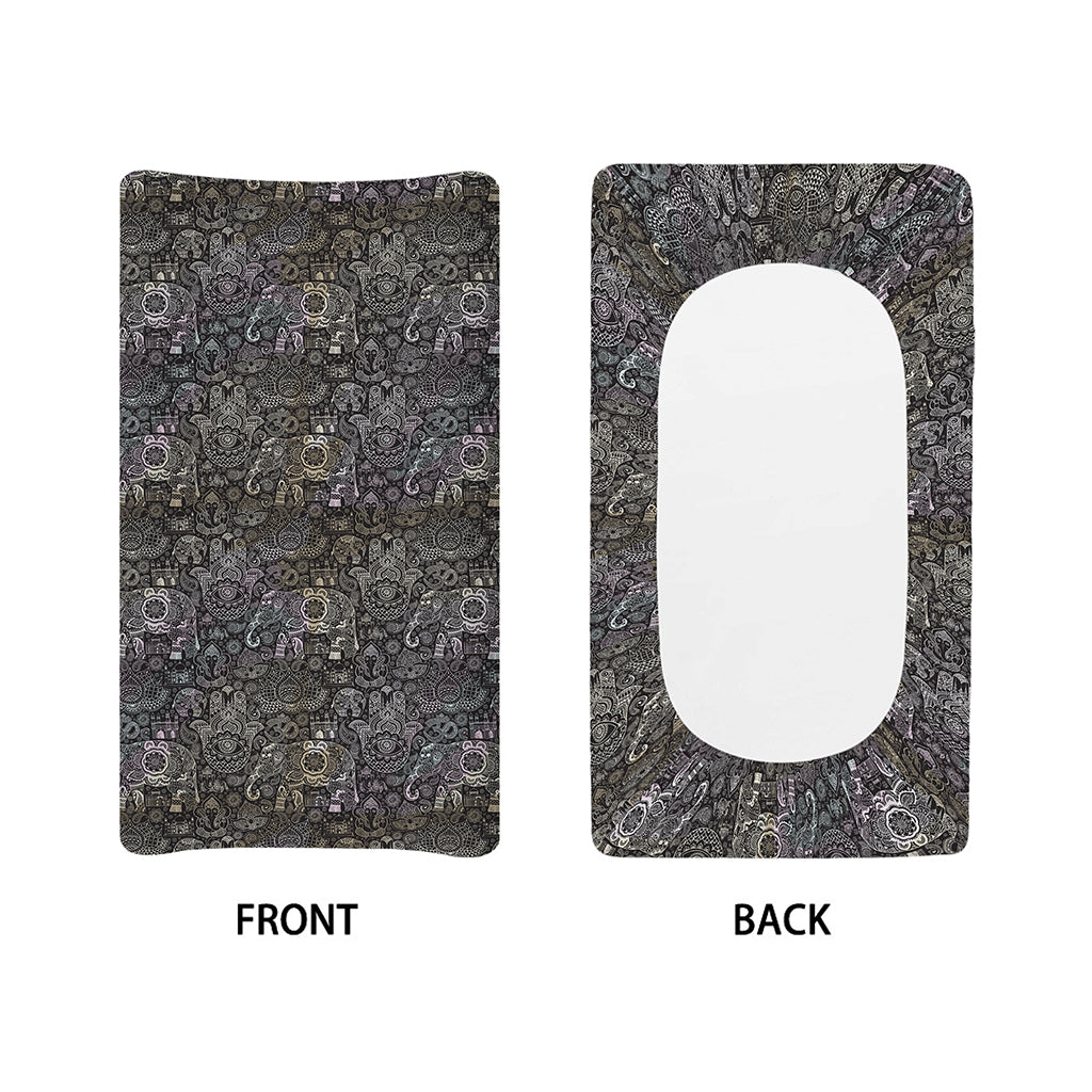 Indian Boho Elephant Pattern Print Changing Pad Cover