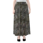 Indian Boho Elephant Pattern Print Chiffon Maxi Skirt