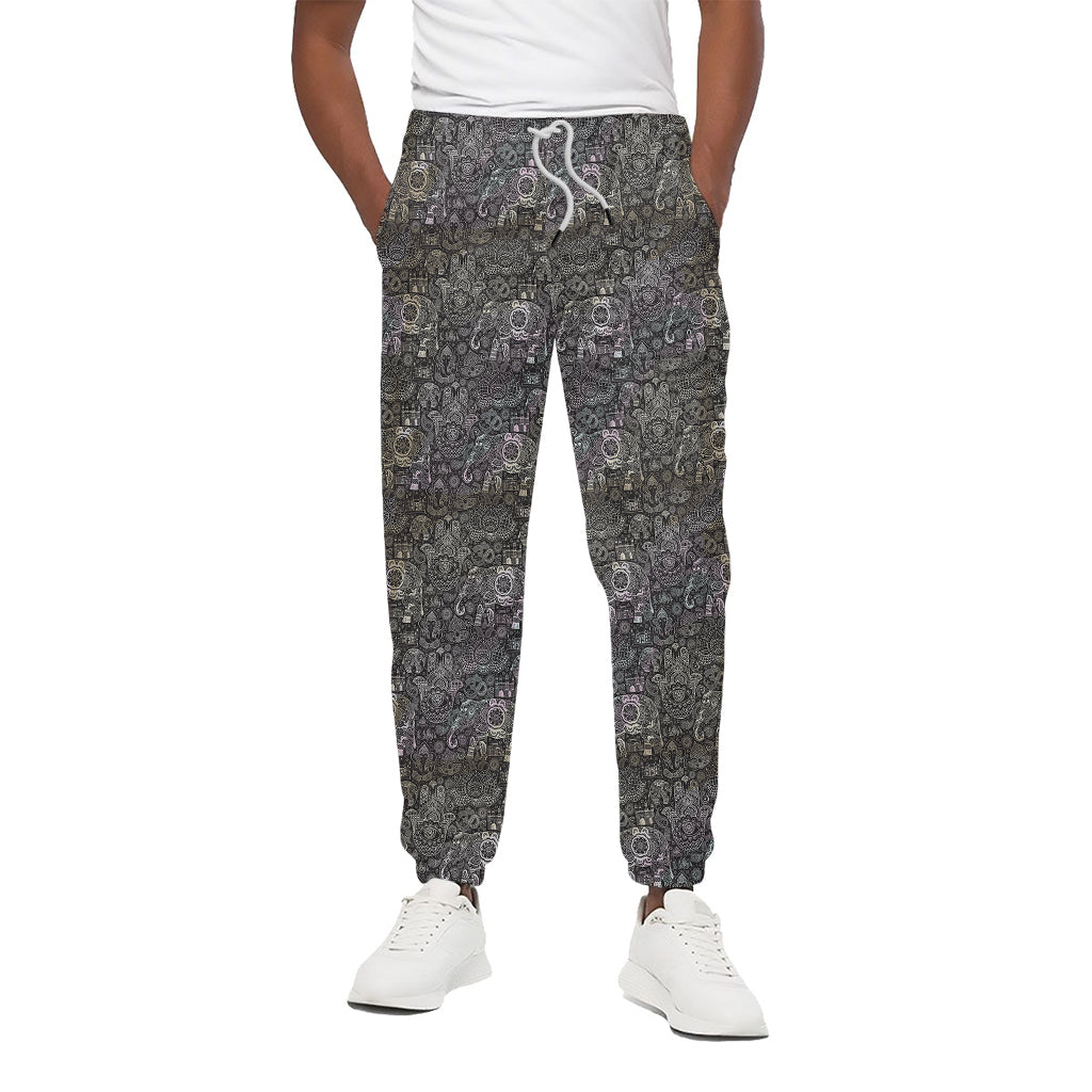 Indian Boho Elephant Pattern Print Cotton Pants