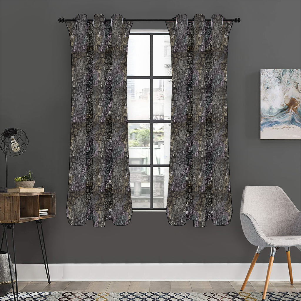 Indian Boho Elephant Pattern Print Curtain