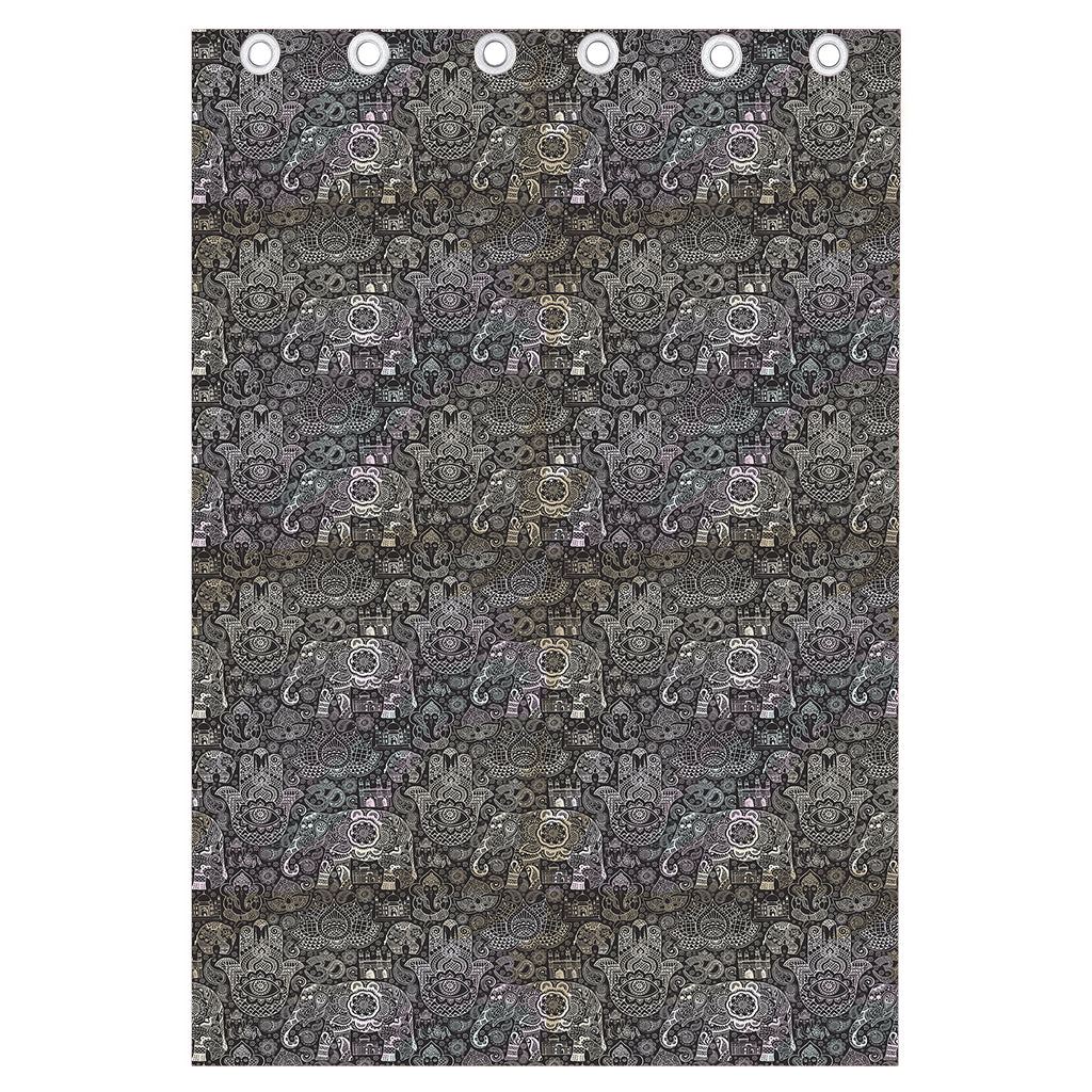 Indian Boho Elephant Pattern Print Curtain
