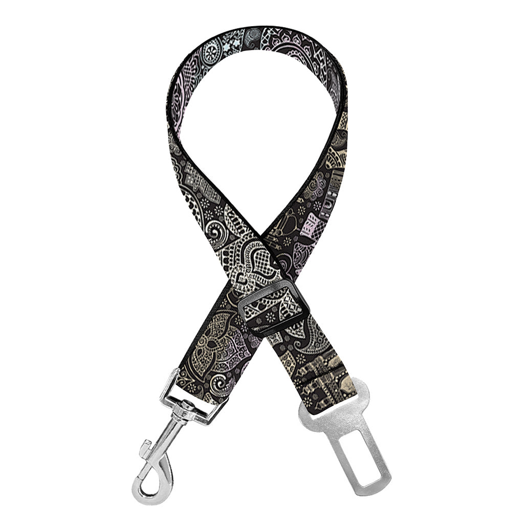 Indian Boho Elephant Pattern Print Dog Seat Belt
