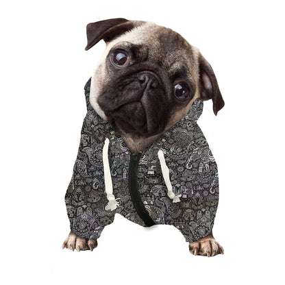 Indian Boho Elephant Pattern Print Dog Zip Up Hoodie