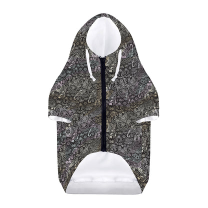 Indian Boho Elephant Pattern Print Dog Zip Up Hoodie
