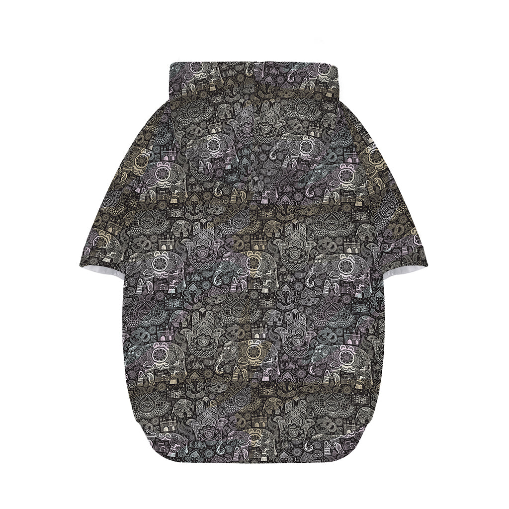 Indian Boho Elephant Pattern Print Dog Zip Up Hoodie