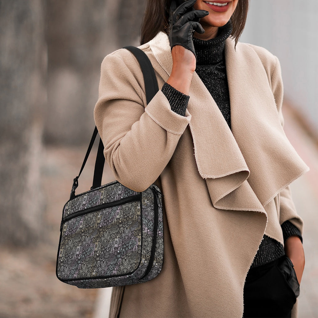 Indian Boho Elephant Pattern Print Double Strap Bible Bag