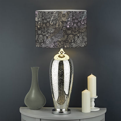 Indian Boho Elephant Pattern Print Drum Lamp Shade