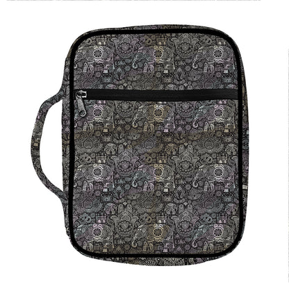 Indian Boho Elephant Pattern Print Front Pocket Bible Bag