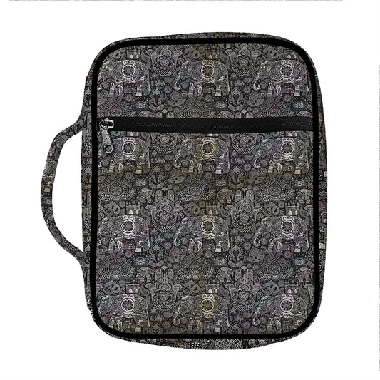 Indian Boho Elephant Pattern Print Front Pocket Bible Bag