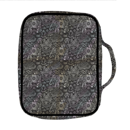 Indian Boho Elephant Pattern Print Front Pocket Bible Bag