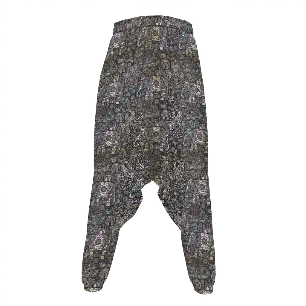 Indian Boho Elephant Pattern Print Hammer Pants