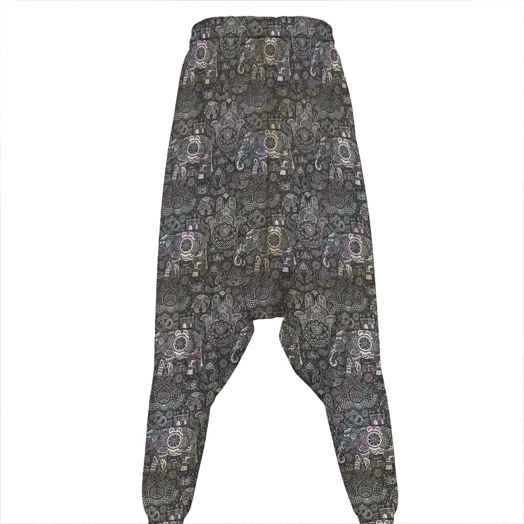 Indian Boho Elephant Pattern Print Hammer Pants