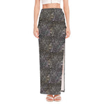 Indian Boho Elephant Pattern Print High Slit Maxi Skirt