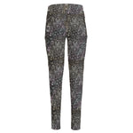 Indian Boho Elephant Pattern Print High-Waisted Pocket Leggings