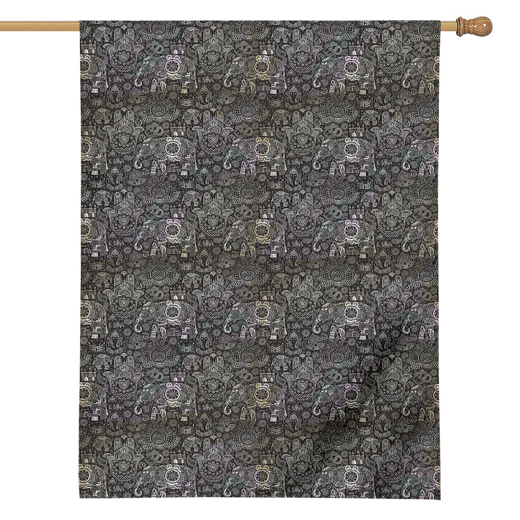Indian Boho Elephant Pattern Print House Flag